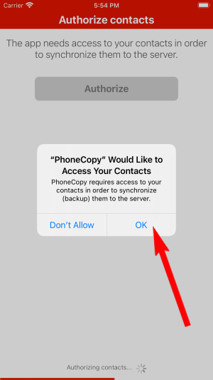 Approve access to contacts