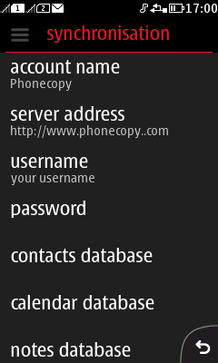 Select Account name, server address, username and pasword