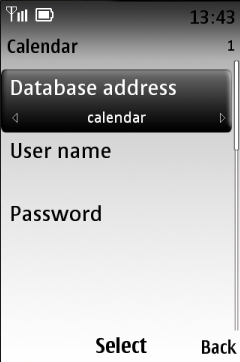 Type calendar into Database address field