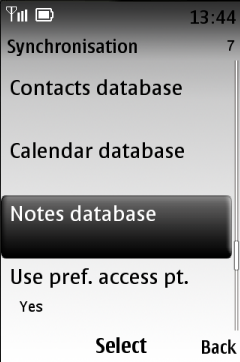 Select Notes database