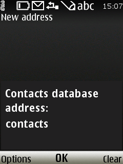 Type contacts into Database address field