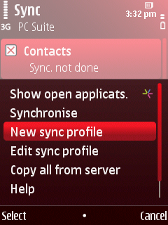 Select New Sync Profile