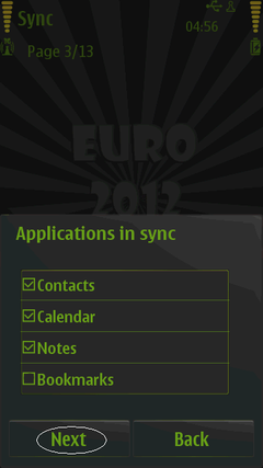 Choose items for synchronize