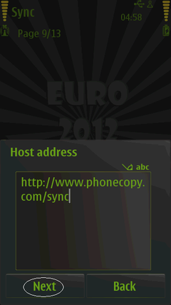 Enter http://www.phonecopy.com/sync