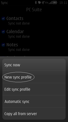 Select New Sync Profile